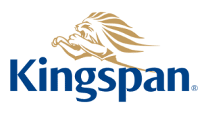 Logo Kingspan avec un lion doré stylisé et le texte bleu Kingspan
